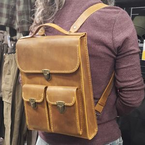 Bolso de hombro antirrobo de gran capacidad de cuero genuino suave Vintage de alta calidad con logotipo personalizado y cremallera, mochila para el Closure-LBP-0056 - Product Image 3