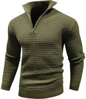 Pull en Coton Peigné 100% Anti-Plis et Anti-Boulochage pour Homme, Col Demi-Zip, Manches Longues, Motif Torsadé, 380g, Automne, Personnalisable