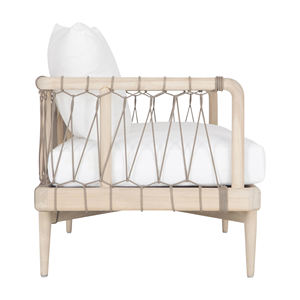 Canapé Trois Places Combinaison En Bois De Teck Naturel Avec Coussin Et Corde-Prim - Product Image 4