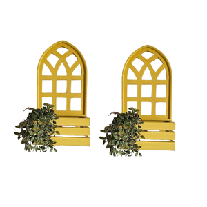 Jardinières murales en forme de cadre fait à la main avec finition de couleur jaune pour balcon et salon - Product Image 6