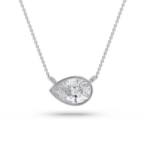 Colgante solitario con diamante talla pera de 0.30 ct, cultivado en laboratorio, con engaste de bisel, en platino, para fiesta de compromiso. - Product Image 3