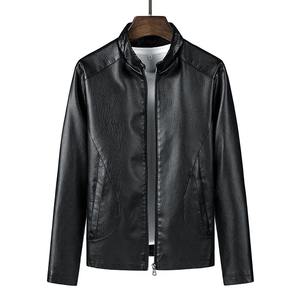 Vestes en cuir pour hommes de qualité supérieure Veste en cuir PU décontractée en similicuir à fermeture éclair de couleur unie pour hommes - Product Image 5