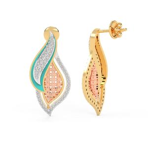 Boucles d'oreilles clous en zircon émaillé coloré en argent sterling 925 |   Bijoux chics et artistiques pour les fêtes et les cadeaux d'anniversaire - Product Image 3