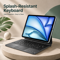 Funda con Teclado Magnético Antisalpicaduras, Marco Metálico Resistente a Derrames, Cierre Seguro, Clickpad, Ahorro de Energía, Protección Reforzada