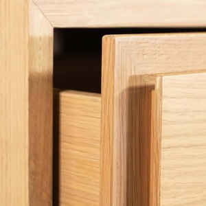 Mesita de noche elegante de madera maciza con aspecto minimalista escandinavo, mesita de noche duradera de madera con dos cajones de almacenamiento - Product Image 5