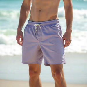 Shorts de bain légers et élégants pour hommes, séchage rapide, taille élastique confortable, pour la plage et le surf, avec poche et logo personnalisé, couleur unie - Product Image 2