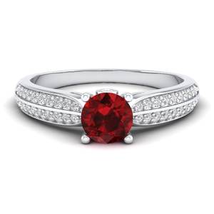 Bague REYES de qualité supérieure en or massif 14 carats avec moissanite et grenat certifiés GRA, bijoux de luxe de créateur, cadeaux - Product Image 5