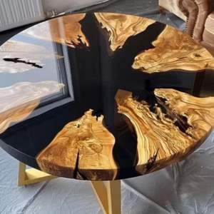 Table basse en bois de luxe en résine agate détaillant unique pour l'artisanat de la magnésie - Product Image 5