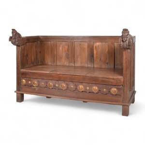 <b>Old</b> Teak Wood Chesterfield <b>Sofa</b> Rustic Design Three-Seat Square with One-Seater for Living Room Furniture - Product Image 3