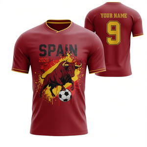 Maglietta Promozionale Unisex per Tifosi di Calcio Spagna 2026 WC, T-Shirt Rossa e Gialla con Grafica per il Giorno della Partita - Product Image 2