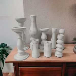 Candelabro de Madera de Mango Blanco Antiguo, Estilo Americano Vintage de Lujo, Decoración para el Hogar y Jardín, para Navidad y Bodas - Product Image 3