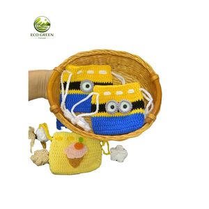 Wholesale Handmade Crochet Drawstring Pouch Small Cute <b>Knitted</b> Coin Purse Cartoon Animal Character Jewelry Storage <b>Bag</b> Custom - Product Image 3