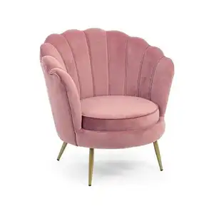 Elegante poltrona in velluto rosa regina con gambe dorate cuscino Comfort per mobili Chaise longue da soggiorno