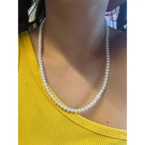 Collier de perles d'eau douce Navajo avec accents en argent sterling, perles rondes blanches de qualité AAA pour femmes, longueur 20 pouces - Product Image 2