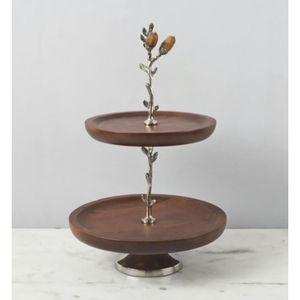 Support de service à gâteaux design vintage Accents pour la maison Plateau à gâteaux en bois de la plus haute qualité avec support en métal pour la fête de mariage - Product Image 6