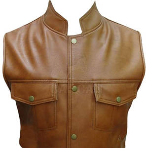 Chaleco de cuero de invierno para hombre personalizado de la mejor calidad, duradero, impermeable, superventas, diseño superior para uso en exteriores, decoración con botones y logotipo - Product Image 4