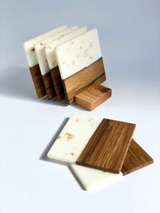 Prix de gros indien sous-verres en bois et en résine époxy sous-verres en marbre résistant à la chaleur sous-verres en pierre matériau écologique - Product Image 4