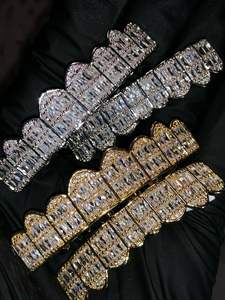 Grilles dentaires en or jaune véritable 14 carats de luxe 2024, style vintage, grillz personnalisés plaqués or pour hommes - Product Image 3