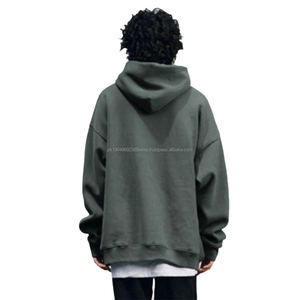 Sweat à capuche personnalisé en gros, Sweat à capuche de couleur unie de haute qualité avec épaule ample Sweats à capuche épais de couple pour hommes - Product Image 2