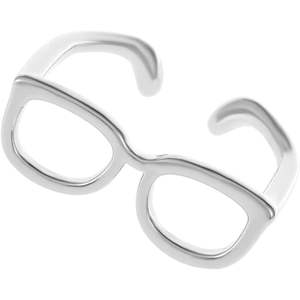 Anillo de cobre con forma de gafas para mujer, accesorio de moda de diseño abierto ajustable para uso diario - Product Image 5
