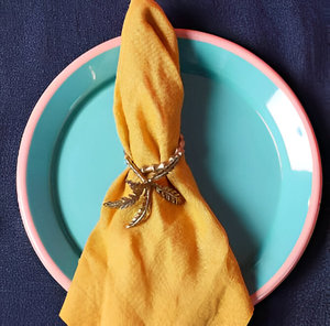 Best Selling Luxury Metal <b>Gold</b> Leaf Napkin Rings <b>Kitchen</b> Tabletop Decoration <b>Accessories</b> - Product Image 4