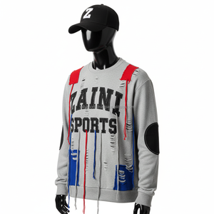 Sudadera de gran tamaño para mujer Premium algodón polar gris negro codo Panel logotipo personalizado Streetwear mujeres sudaderas transpirables - Product Image 4