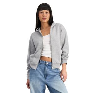 Sweat-shirts à capuche zippés en tricot pour femmes, couleur gris uni, doux, confortable, respirant, automne-hiver, vente en gros - Product Image 1