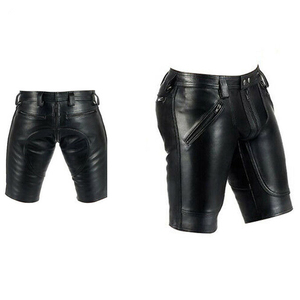 Men Casual Cargo PU Leather <b>Shorts</b> Stretch <b>Slim</b> Multi Pockets Windproof & Waterproof Motorcycle Custom OEM - Product Image 6