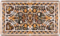 Plateau de table basse en marbre Peitra Dura avec incrustations, traditionnel, écologique, personnalisable, pour salon, décoration intérieure/extérieure