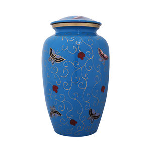 โกศสีฟ้านูนรูปดอกทานตะวันสำหรับงานศพผู้ใหญ่โกศสีฟ้าทำด้วยมืออลูมิเนียมแข็ง - Product Image 2