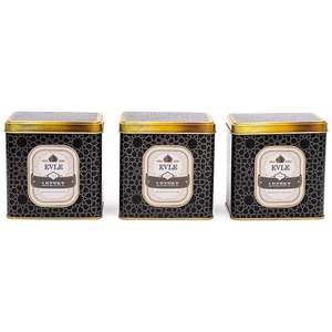 Juego de almacenamiento de metal rectangular-80x120mm (Juego de 3) patrón geométrico dorado fondo negro Diseño de enrejado - Product Image 1