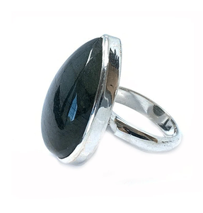 Anillo de piedras preciosas de labradorita Pear Cab, ajuste de bisel de plata de ley 925 con anillo de moda Chapado en plata para regalo de boda - Product Image 5