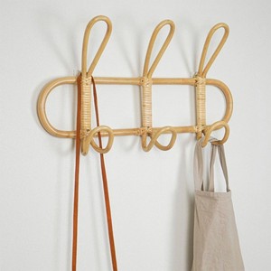 <b>Rustic</b> Handmade Rattan Non-Woven Single Tier Clothes Hanger for <b>Wardrobe</b> Closet Bathroom Organization Home Storage - Product Image 3