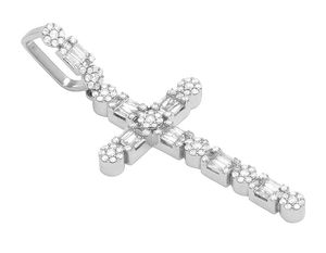Customize 925 Sterling <b>Silver</b> With VVS Clarity Moissanite Round Baguette Diamonds Hip Hop Style <b>Cross</b> <b>Pendant</b> Jewelry Mens Gift - Product Image 4