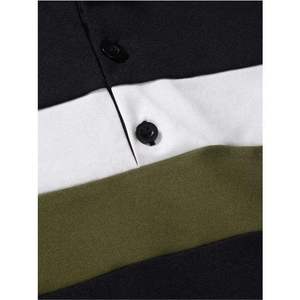 เสื้อโปโลสำหรับผู้ชายเสื้อถักลายทางสีตัดกันลำลองสำหรับผู้ชายเสื้อเชิ้ตถักแบบยุโรปอเมริกัน - Product Image 4