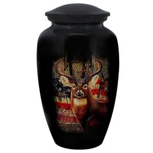 Buck USA Flag Adult Cremation Urn Handcrafted <b>Metal</b> Patriotic Memorial Custom Engraving Option Tribute <b>Wreath</b> Option - Product Image 4