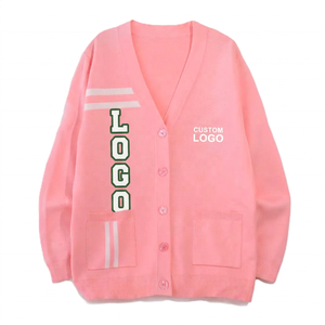 Custom Logo Breathable Acrylic Double Breasted Fashion Unisex Jacquard Knit Embroidered Varsity Cardigan <b>Sweater</b> <b>Men</b> <b>High</b> - Product Image 1
