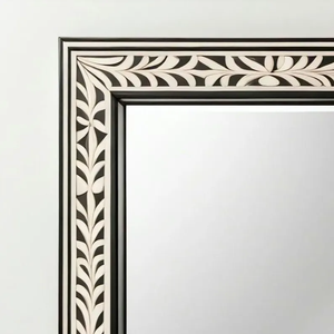 Modern Luxury Handcrafted Eco-Friendly Bone Wall Mirror with <b>Illumination</b> Bathroom Decor Statement Piece by Crescent Crafts - Product Image 1
