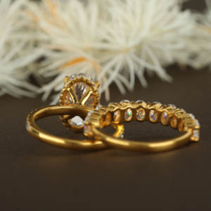 Joyería de moda al por mayor original Lab Grown Diamond Wedding Couple Set Ring Anillos de mujer en plata 925 y oro 14K - Product Image 2