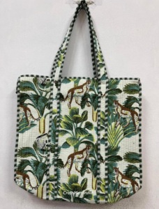 Bolso de mano acolchado vintage bohemio hecho a mano, bolso de hombro de algodón con estampado de bloques lavables para mujer, bolso de mano promocional de uso diario - Product Image 6