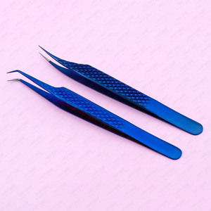 En vrac 45 Degrés Cils Pince Fibre Pointe Antidérapante Russe Volume Botte Pointe incurvée isolation Ventilateur Faisant Pince À Épiler Violet Lash Extension - Product Image 5