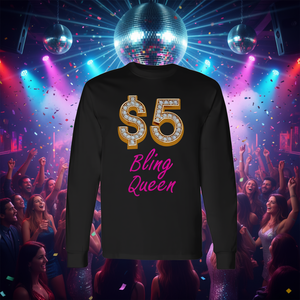 T-Shirt a Maniche Lunghe Bling Queen con Stampa Digitale, Girocollo, per Donna Adulta, per Attività Promozionali - Product Image 3