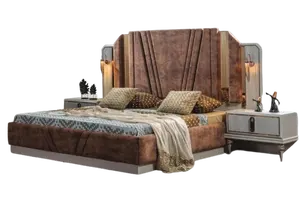 Conjunto de 2 peças de móveis de designer de quarto luxuoso 2x mesas de cabeceira camas bege