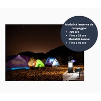 Juego de 2 Linternas de Camping Plegables Recargables, Resistentes al Agua IPX4, de Plástico Blanco, 3000 mAh, Manivela, USB/Solar, LED
