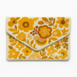 Pochette à motif floral perlé artisanal sac de soirée sac à main perlé à la main sac à main de mariée et de fête - Product Image 1