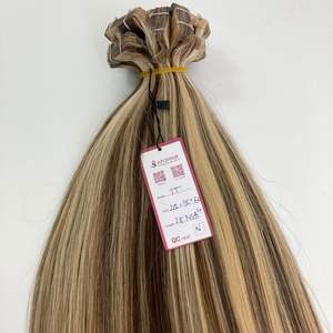 Vente en gros 28 pouces 100% vierge Remy bande de cheveux humains dans les extensions teints 12A qualité Style droit Machine Double trame de cheveux - Product Image 4