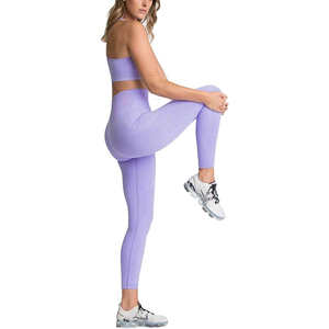High Quality <b>Women's</b> Yoga Sets with Custom Logo Breathable Quick Dry <b>Leggings</b> Best Material Waist Wholesale Price - Product Image 4