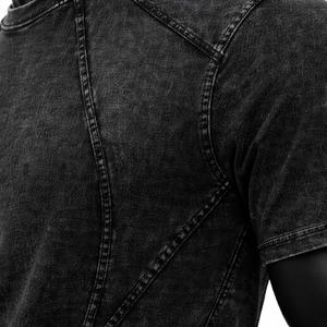 Camiseta de hombre personalizada vintage con paneles y costuras, estilo ringer, de tejido grueso, corte y confección, streetwear, lavado ácido, manga corta - Product Image 5