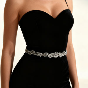 Cinturón de Novia Ajustable con Pedrería Color Marfil Bridella BS32 para Bodas, Bailes de Graduación y Eventos Formales - Disponible - Product Image 1