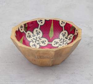 Tazón impreso de esmalte de madera para servir para alimentos secos | Tazón para servir ensalada | Tazón de fruta - Product Image 3